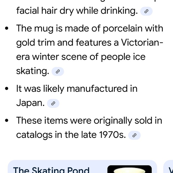 Winter Skating Scene Mug with Gold Trim Mustache Mug - Picture 6 of 6